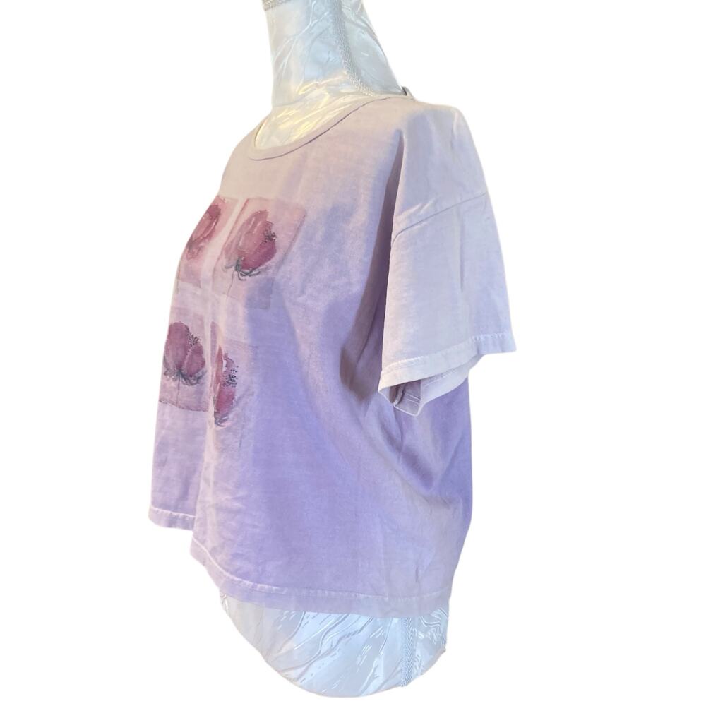 Vintage Authentic Pigment Purple Floral T Shirt Womens Sz Large Y2K Artsy Kawaii - Picture 14 of 14